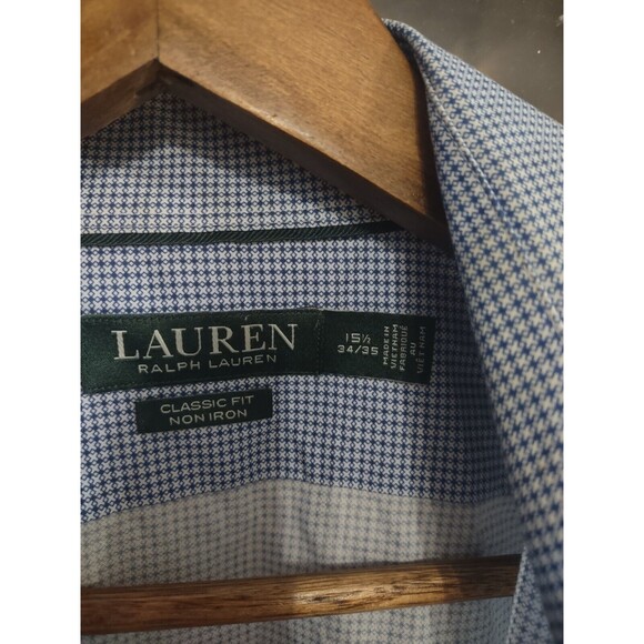 Lauren Ralph Lauren Mens Button Down Dress Shirt Size 15.5 34/35 Blue - Picture 4 of 5